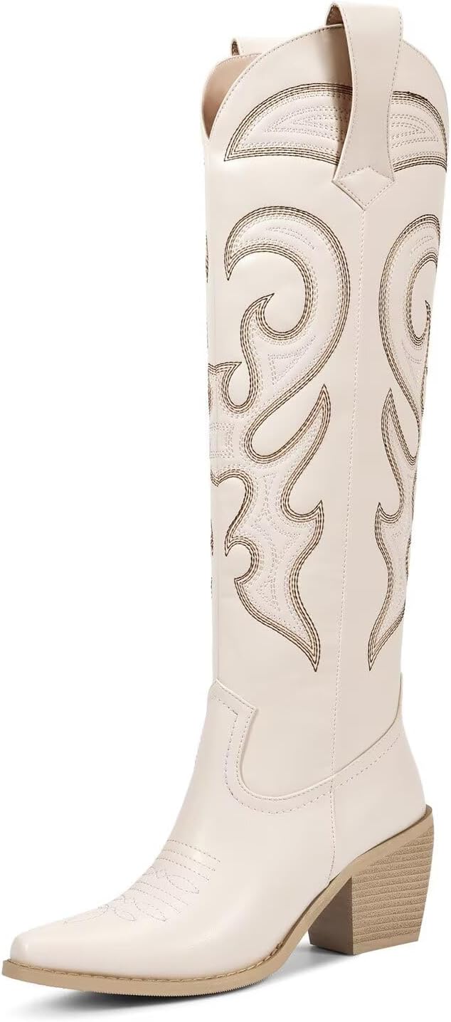 wetkiss Cowboy Boots for Women Knee High, Cowgirl Boots Women - Zipper Convenience, Comfort Fashion Tall Western Boots for Weddings, Holidays, Parties & Casual Wear