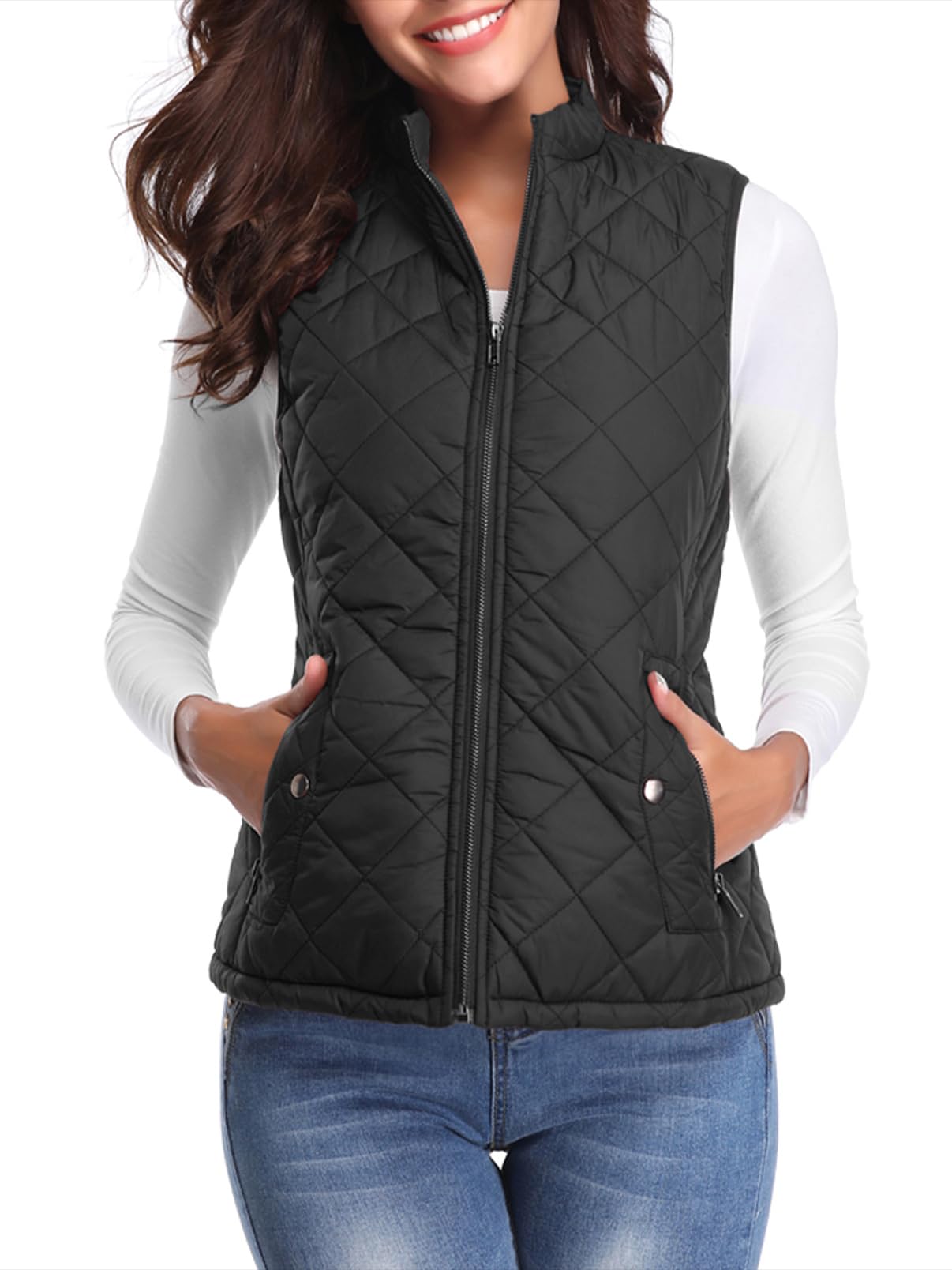 fuinloth Gilet Donna Smanicato Primaverile Autunno Invernale Panciotto Dritto Giacche Leggeri Senza Maniche Giacca