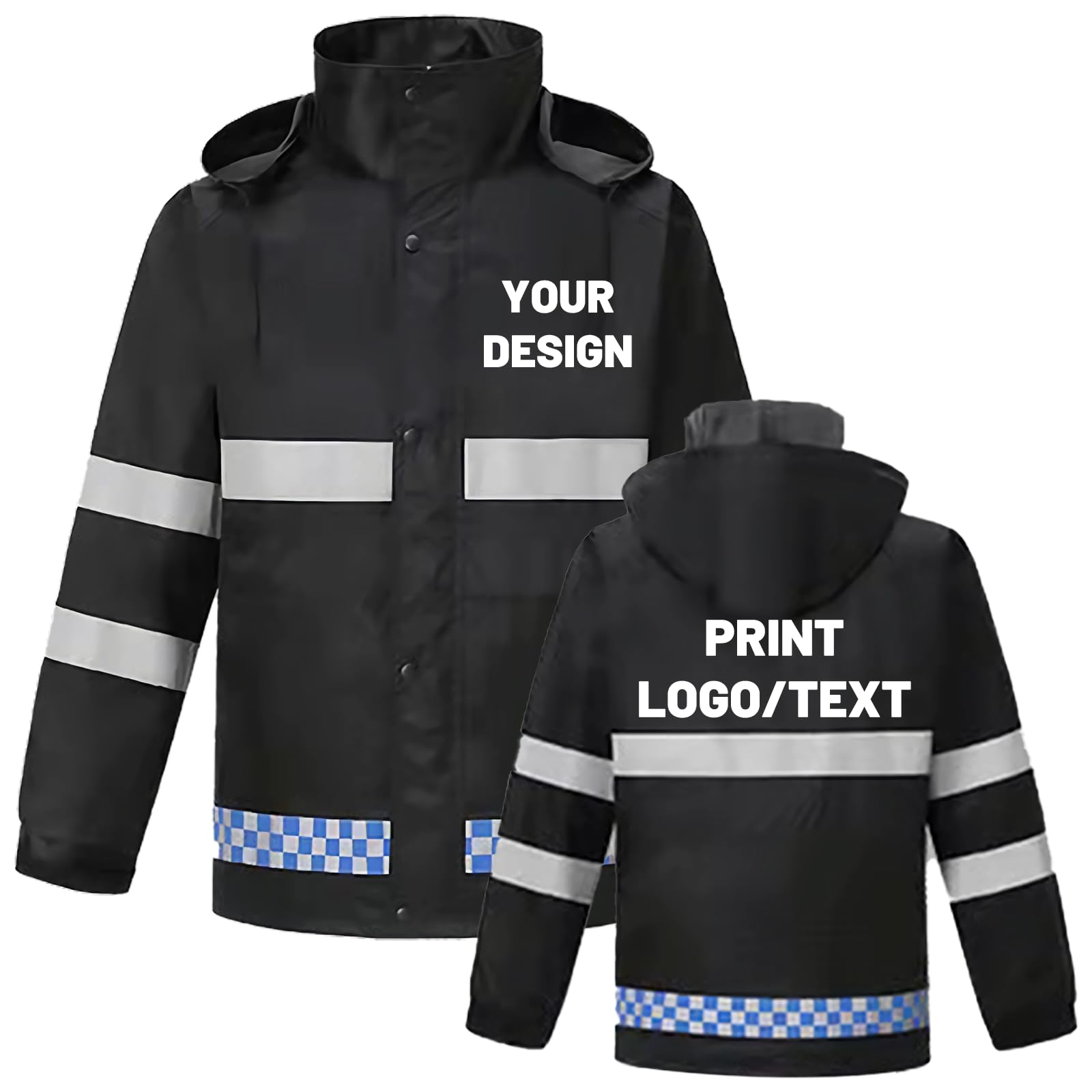 BIJUNDENG Custom Mens Safety Rain Jacket Waterproof Reflective High Visibility Work Construction Rain Coat Add Your Logo