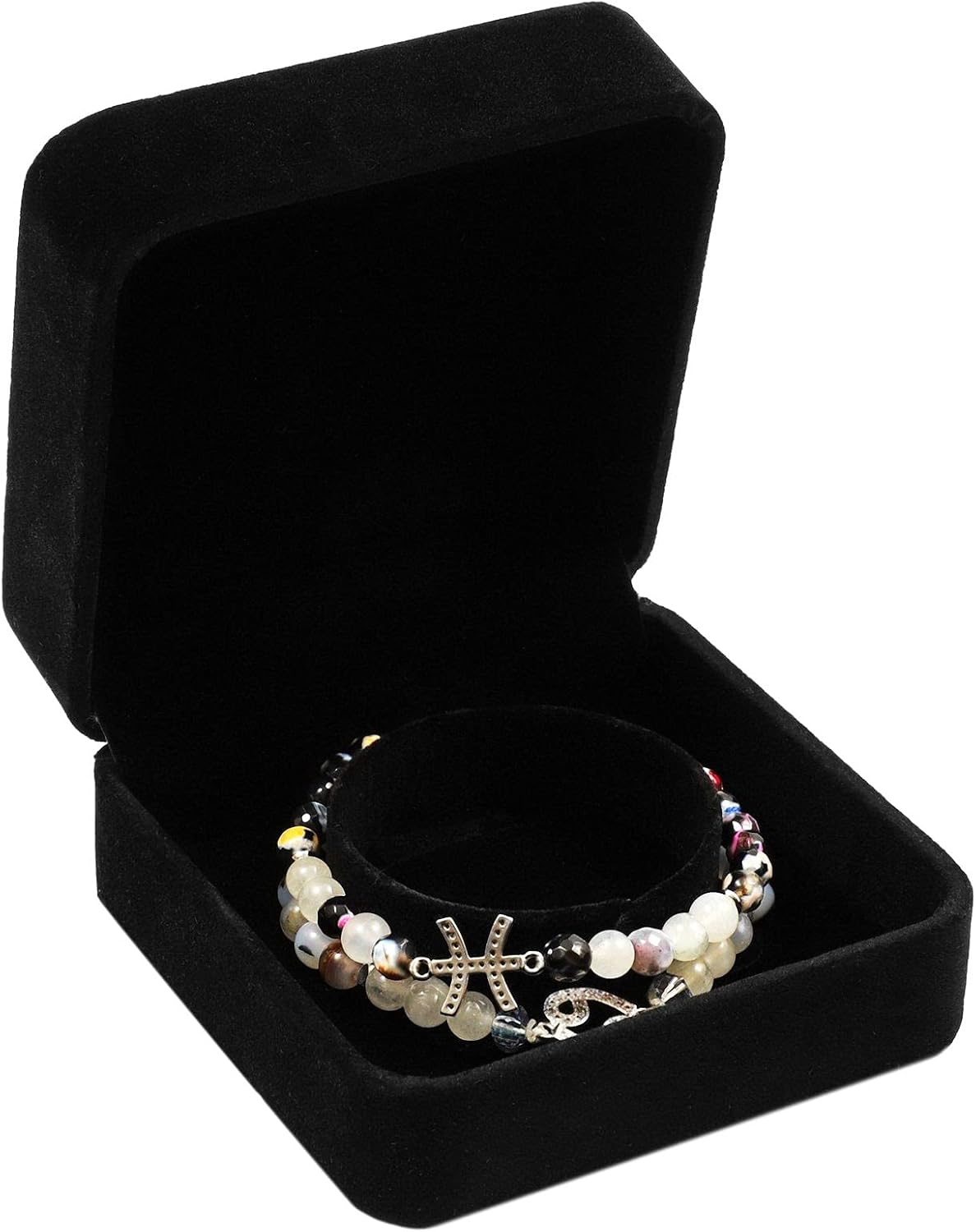 Square Velvet Jewelry Gift Box for Bracelets (Black, 3.5 x 3.5 x 1.9 in) : Clothing, Shoes & Jewelry