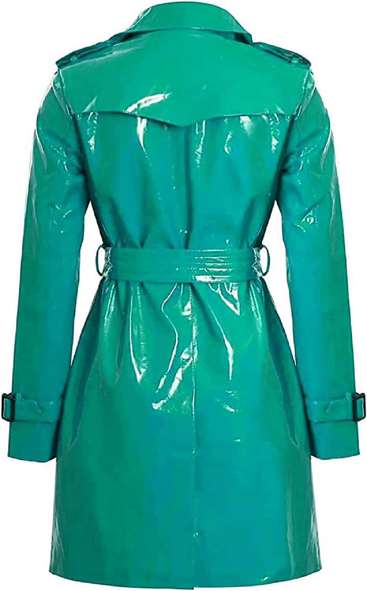 Modische Outdoor-Kleidung für Damen, Wet-Look, glänzend, Regenmantel, PVC-Leder, Trenchcoat