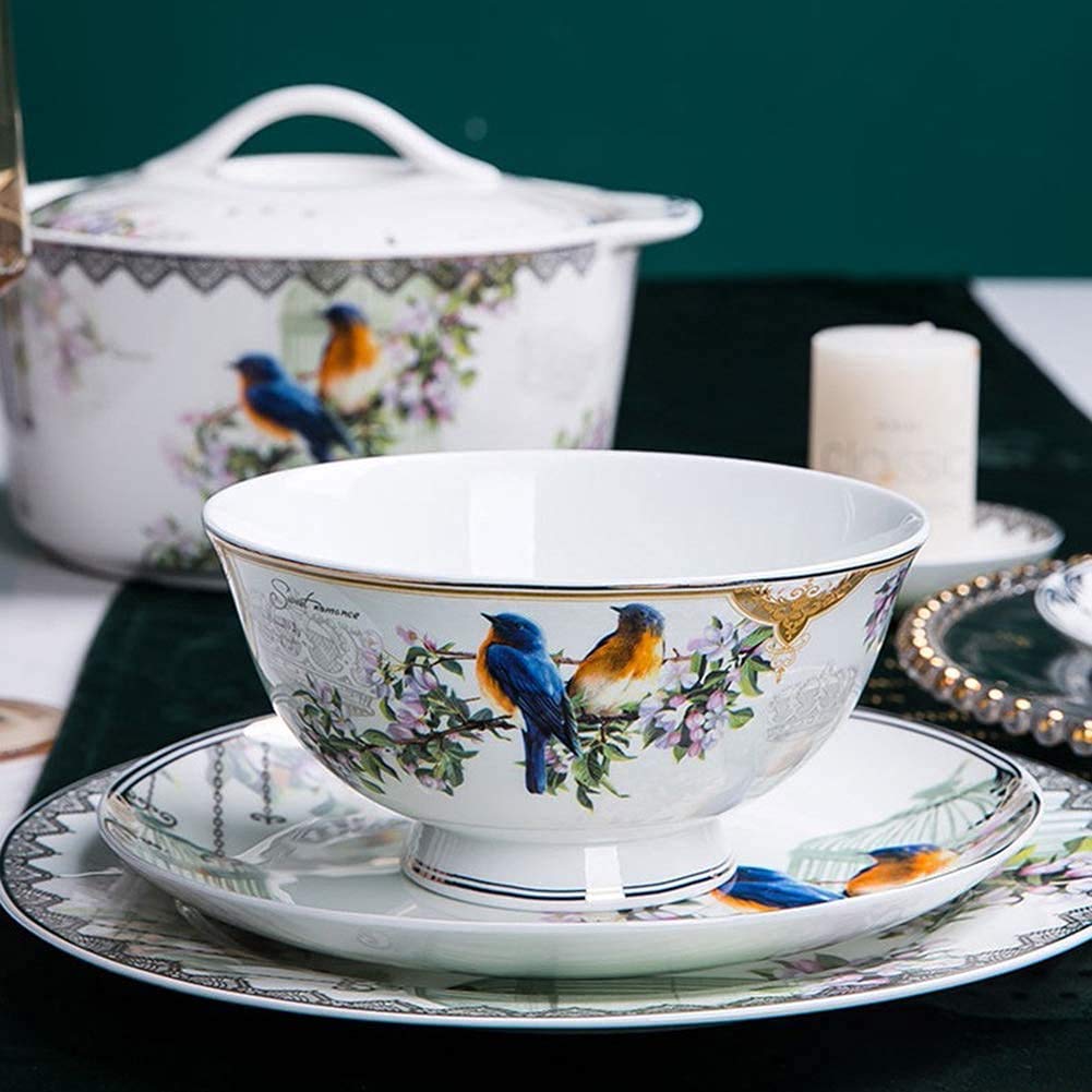 58-częściowy zestaw naczyń ceramicznych w stylu chińskim - eleganckie porcelanowe talerze i miski na rodzinne spotkania - kolekcja zastawy stołowej z porcelany kostnej