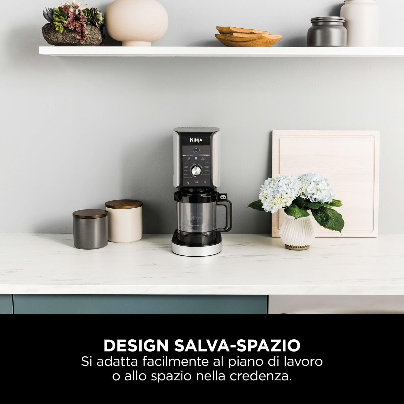 Ninja CREAMi Deluxe, Gelatiera con 10 Programmi, Argento, NC502EU
