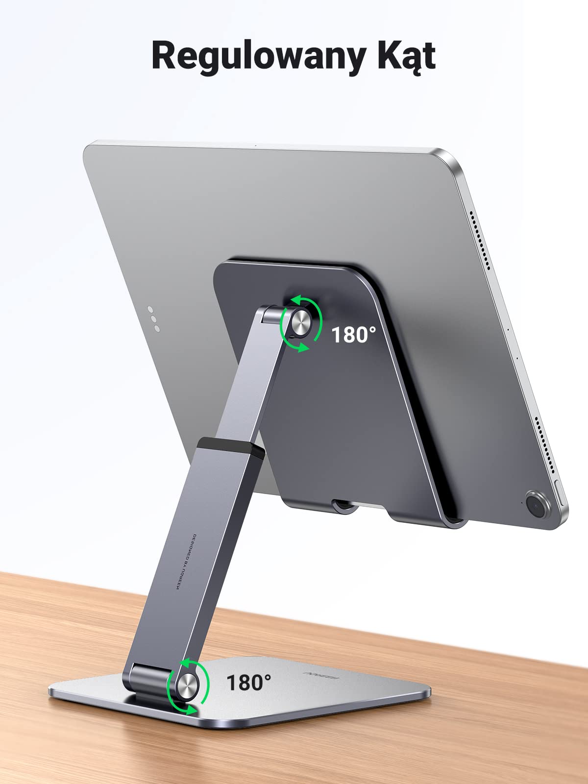 UGREEN Stojak na tablet aluminiowy z regulacją wysokości do 12,9" | Regulacja wysokości i kąta, aluminiowy, szeroka podstawa z silikonem
