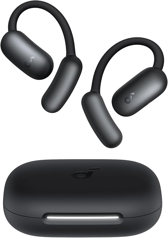 soundcore AeroFit 2 nyitott fülhallgató, állítható fülfüggelékek, mély basszus, 42 órás játékidő, Bluetooth 5.4, vezeték nélküli töltés, IP5 - black, standard