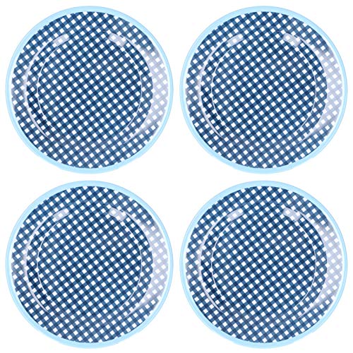 Adfaga Set di 4 piatti da insalata da 9 pollici, durevoli, in melamina, piatti da frutta in porcellana imitazione, piatti da dessert, per la di casa, ristorante, feste, uso, color (scozzese blu