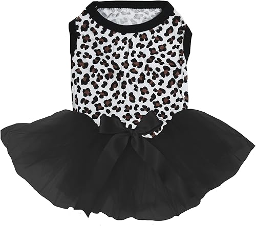 Petitebella Vestido para perro cachorro con tema de leopardo liso (leopardonegro, L)