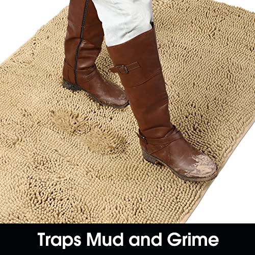 Homeideas Durable Chenille Indoor Door Mat, 36X60, Absorbent Washable Entryway Rug, Dog Rug For Muddy Paws Large Front Back Doormat For Entrance, Area, Mud Room, 3X5, Beige #TOP2