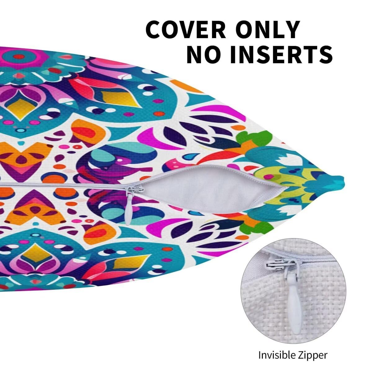 2 Pezzi Cuscini da Esterno Impermeabili Colorato Federe Cuscini Divano 60x60 cm Mandara Copri Cuscini per Divano Decorativo Quadrate Federe Cuscino per Auto, Casa, Caffè, Giardino, Esterni -FS547
