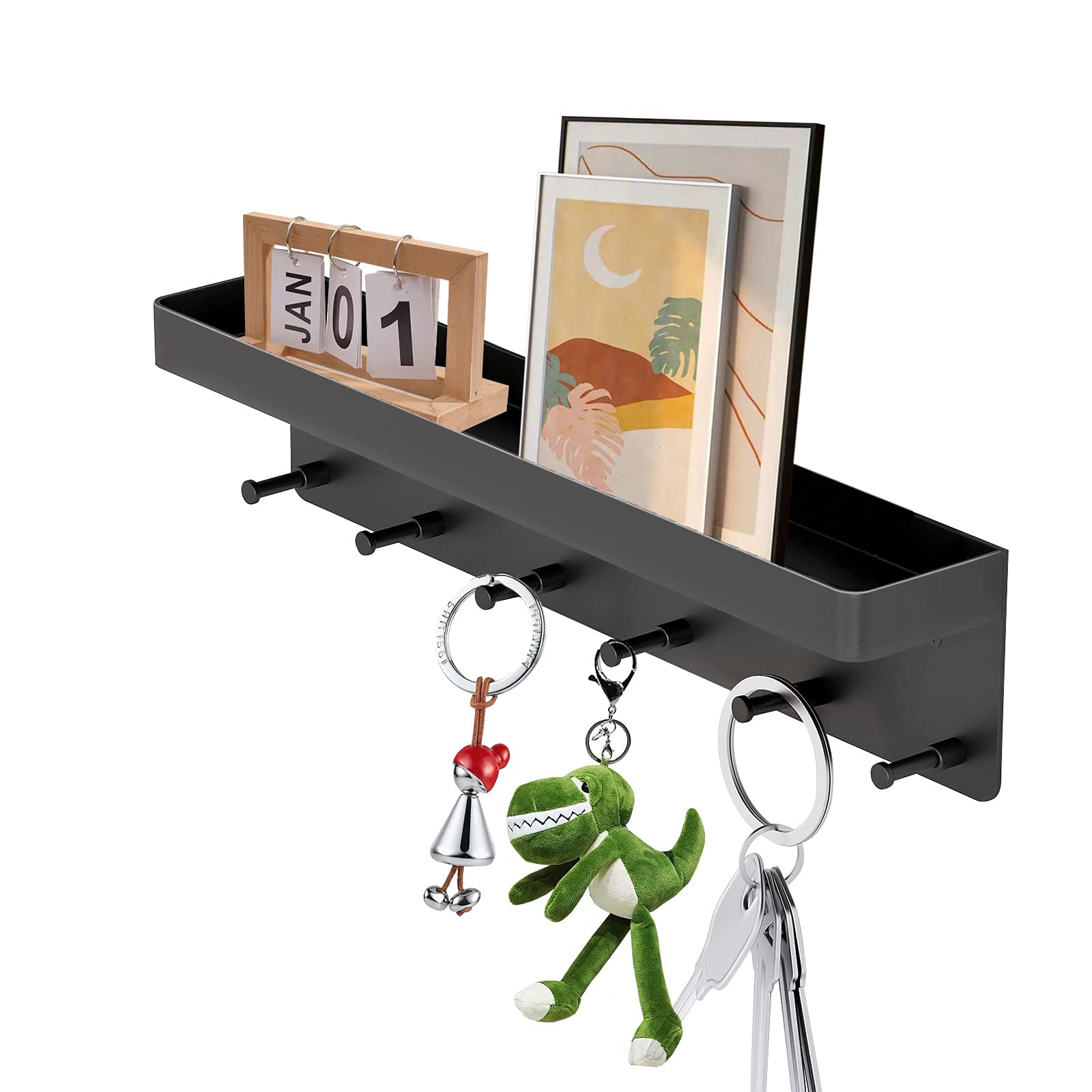 Eaff Multifunctional Creative Key Holder, with Storage Organizer Wall-Mounted Key Holder. Including 6 Hooks. Perforation Free. Install it Behind The Door, Bedroom, or Living Room
