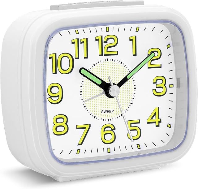 Pilmoux Alarm Clocks Bedside Non Ticking Battery Powered Silent Luminous Clock Large Dial Table Clocks for Bedrooms Snooze Night Light Loud Crescendo Alarm for Home Kids Children