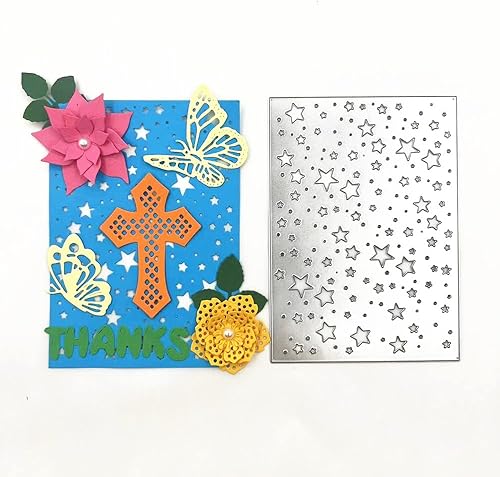 Miniatura 6 de Troqueles de metal de cinco puntas con fondo de estrella, fondo de cielo estrellado, plantillas de molde para manualidades, plantillas de molde para