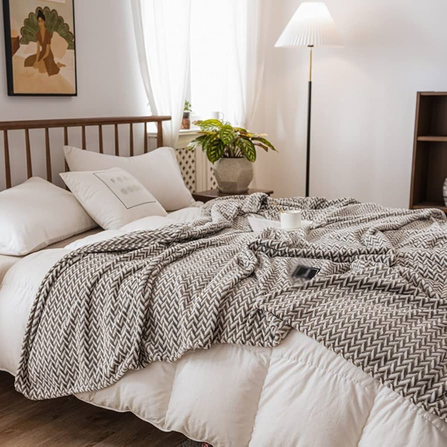 Amazon.co.jp: SLNFXC レースの無地のスローブランケットが付い