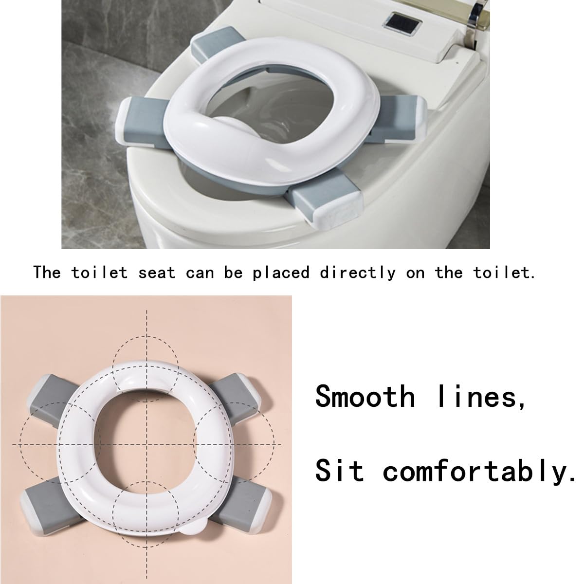 Travel Foldable Potty Training Toilet with Storage Bag, Non-Slip Portable Car Potty Outdoor Indoor Easy to Clean (Gray)