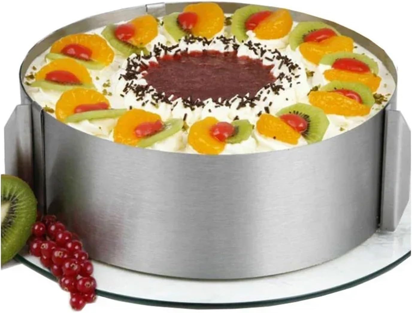 Cake Mould Baking Ring 3-Pack Cake Ring Silver 6-12 inches x 5-8 cm(6 12inch 6cm height)