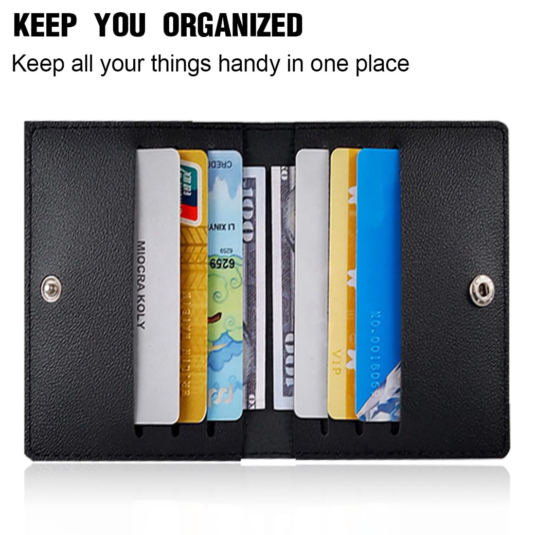 Porte Cartes de Crédit Homme en Cuir Ultra-Mince avec Anti-Piratage RFID 8 Emplacements Noir