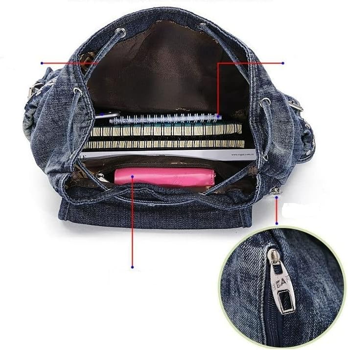 Fashion Denim Backpack Purse for Women Casual Daypack Large Capacity Jeans Shoulder Bag Female Travel Backpack Bag