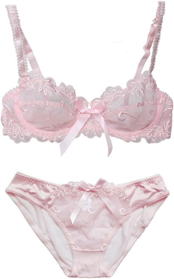 Nanier Women's Thin Transparent Lace Bra Set