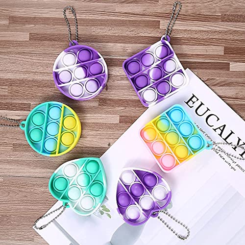 12 Pcs Random Color Mini Squeeze Pop Bubble Fidget Sensory Toys, Mini Keychain Wrap Small Relieve Anxiety Stress Toy, Pop Bulk Silicone Classroom Prize For Kids Adult Party Gift #TOP4