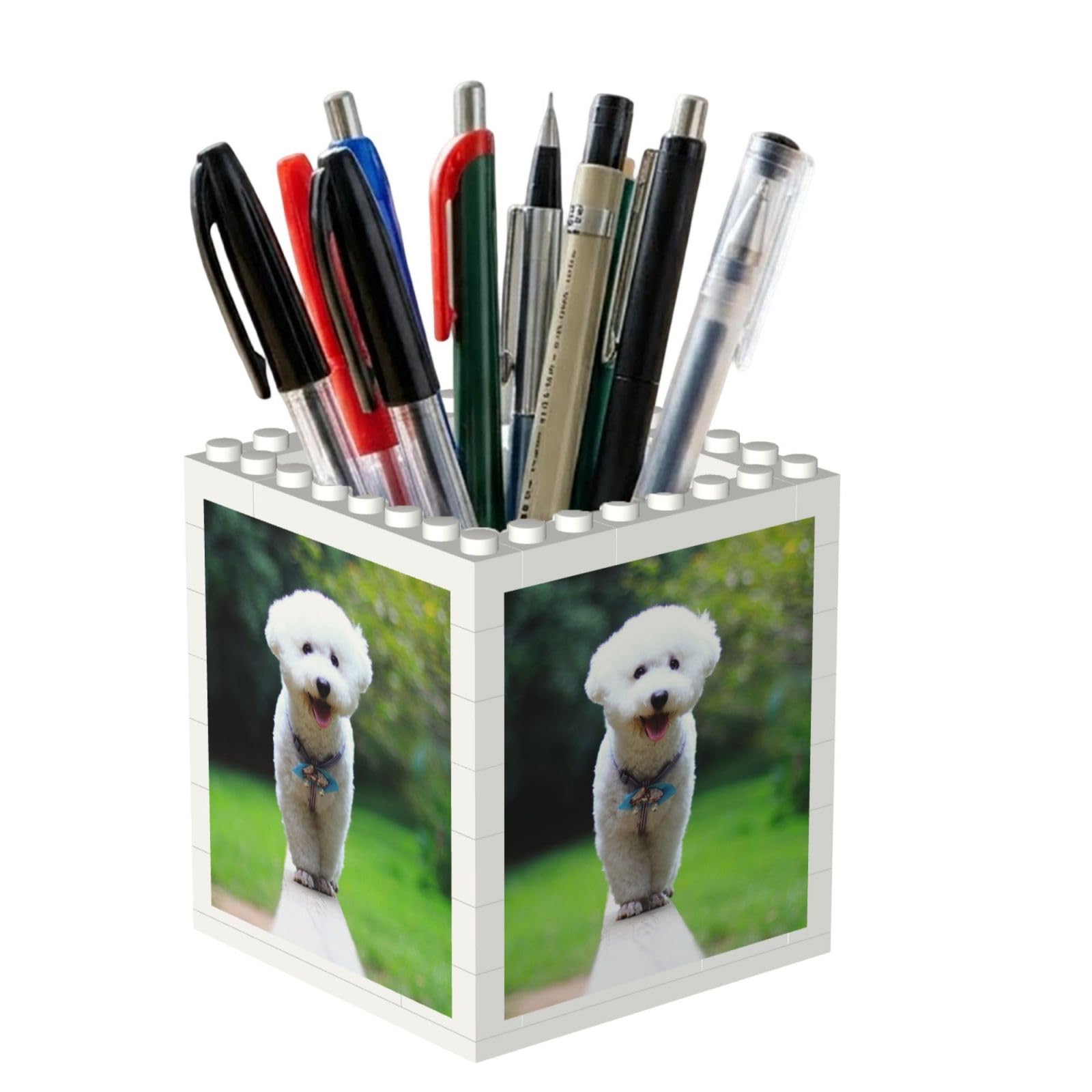 Poadnly Bichon Frise Bokeh Pets Dogs Park White Dogs, Pen Pot Pencil Holder for Office Home School, Compact Desk Organiser for Office Stationery