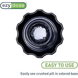 EZY DOSE Crush Pill, Vitamins, Tablets, Crusher and Grinder with Storage Compartment, Kids, Pets, Elderly, Effortlessly Crushes Medications into Fine Powder, Easy-to-Use Design, Black, BPA Free