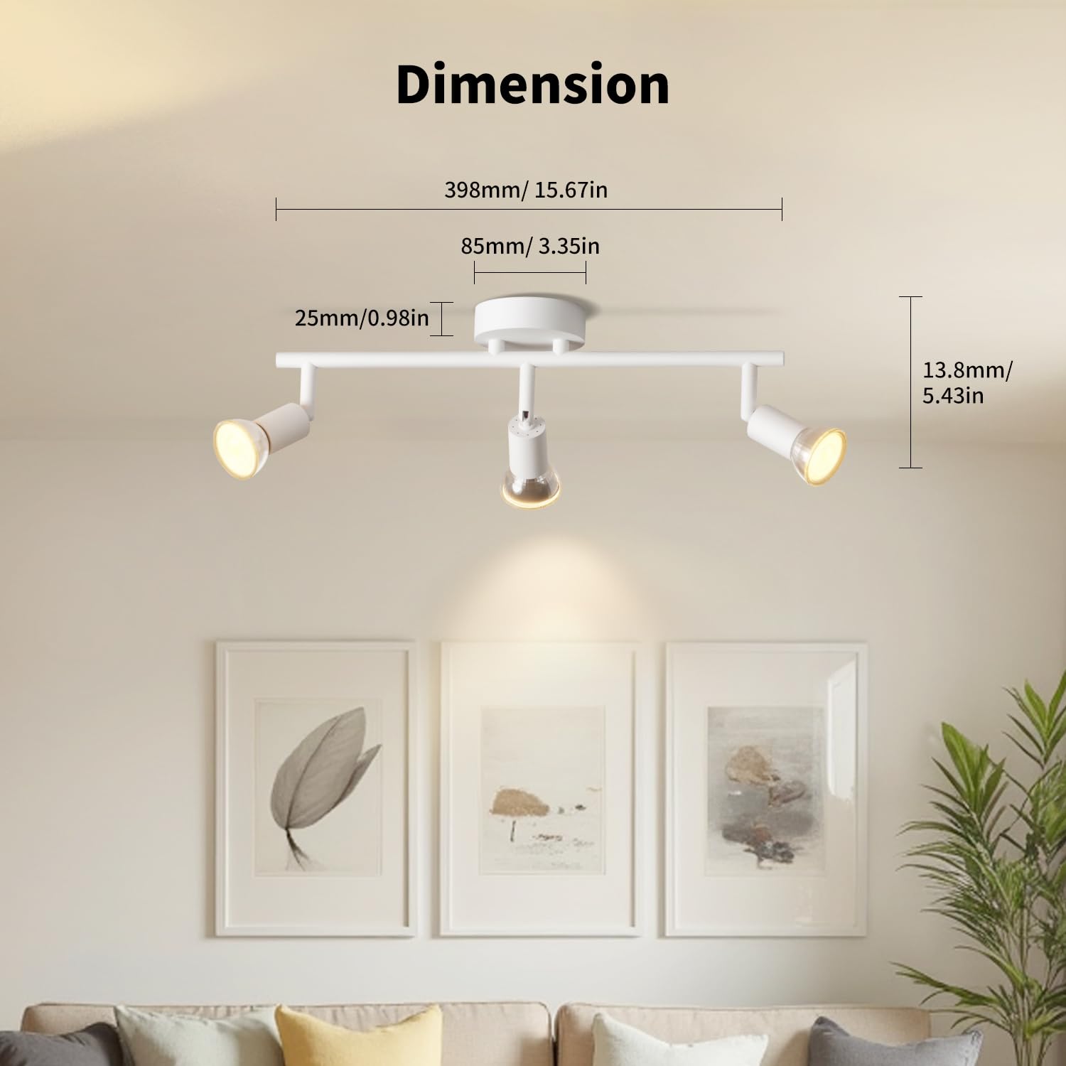 LVWIT White Ceiling Light,Kitchen Lights Ceiling,Light Fittings Ceilings,3 Way Ceiling Spotlight Fitting,GU10 Base Spot Lights for Lounge Bedroom Dining Room(Bulb Not Included) - Image 4