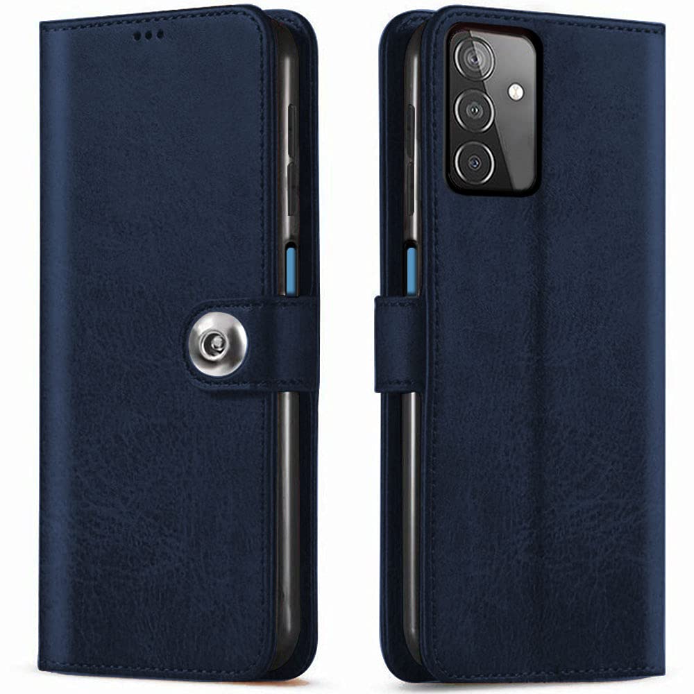 TheGiftKart Genuine Leather Finish Flip Back Cover Case for Samsung Galaxy M52 5G | Inbuilt Pockets & Stand Designer Button Magnet Flip Cover Back Case for Samsung Galaxy M52 5G (Faux Leather | Blue) (B09HJMQXHW) Amazon Price History, Amazon Price Tracker