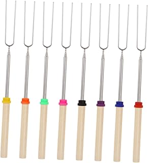 BESPORTBLE 8Pcs Garfo De Churrasco Garfos De Cachorro-Quente Garfos De Fondue Ferramenta De Grelhar Garfos Flexíveis Garfos De Churrasco Garfos De Salsicha Acessórios Retráteis Madeira