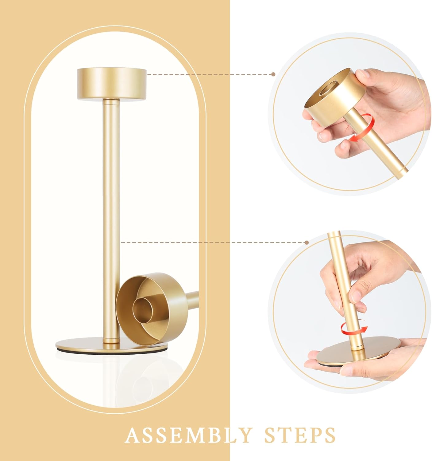 Hurricane Candle Holders Set of 3, Matte Gold Metal Taper Candlestick Holders with Clear Glass Chimney Cylinder Tubes, Tall Candle Stands for Wedding, Christmas, Dining Table Centerpiece Decor - Image 7