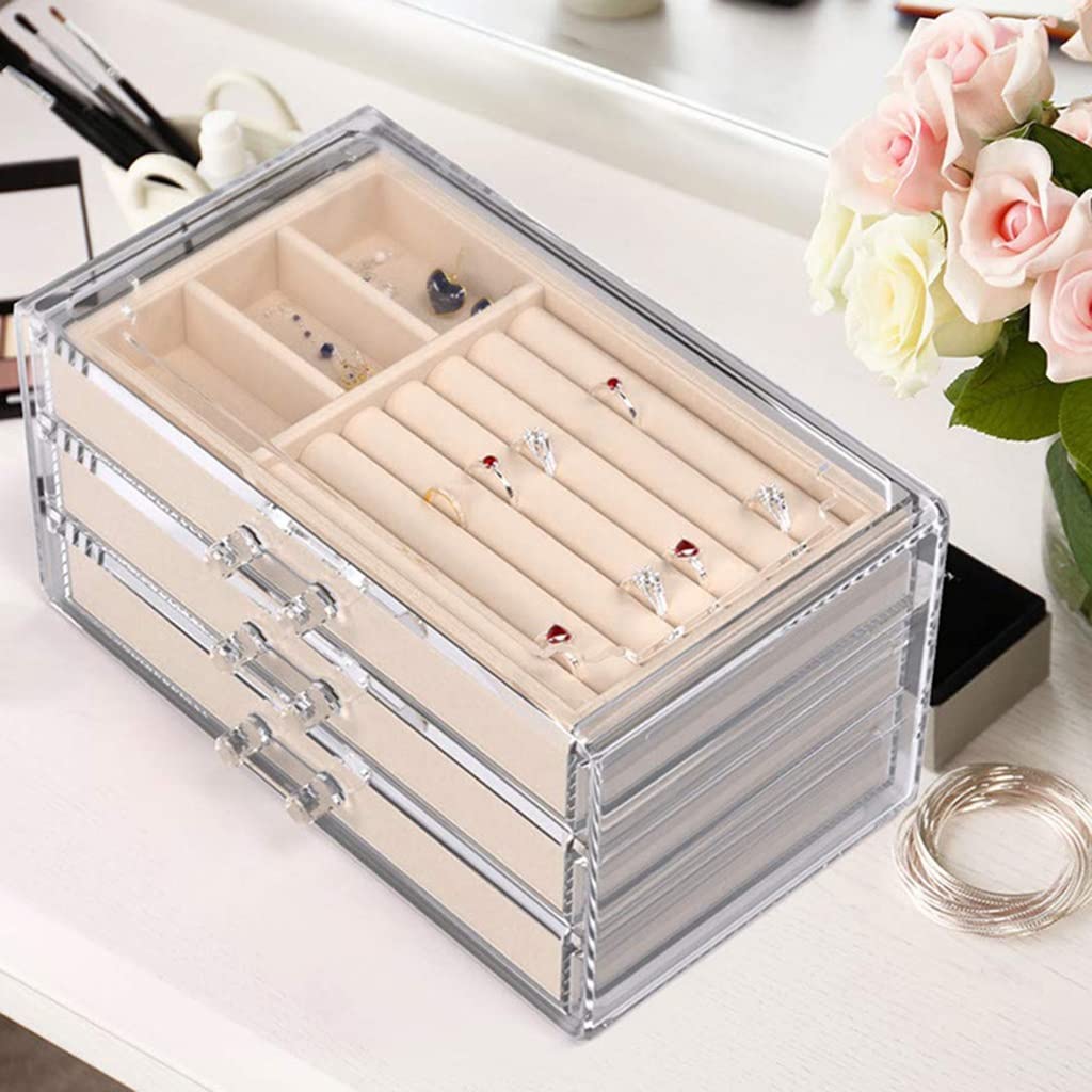 Boîte Rangement Bijoux Transparent Acrylique - Organisateur Boucles D'Oreilles Avec 20 Sachets
