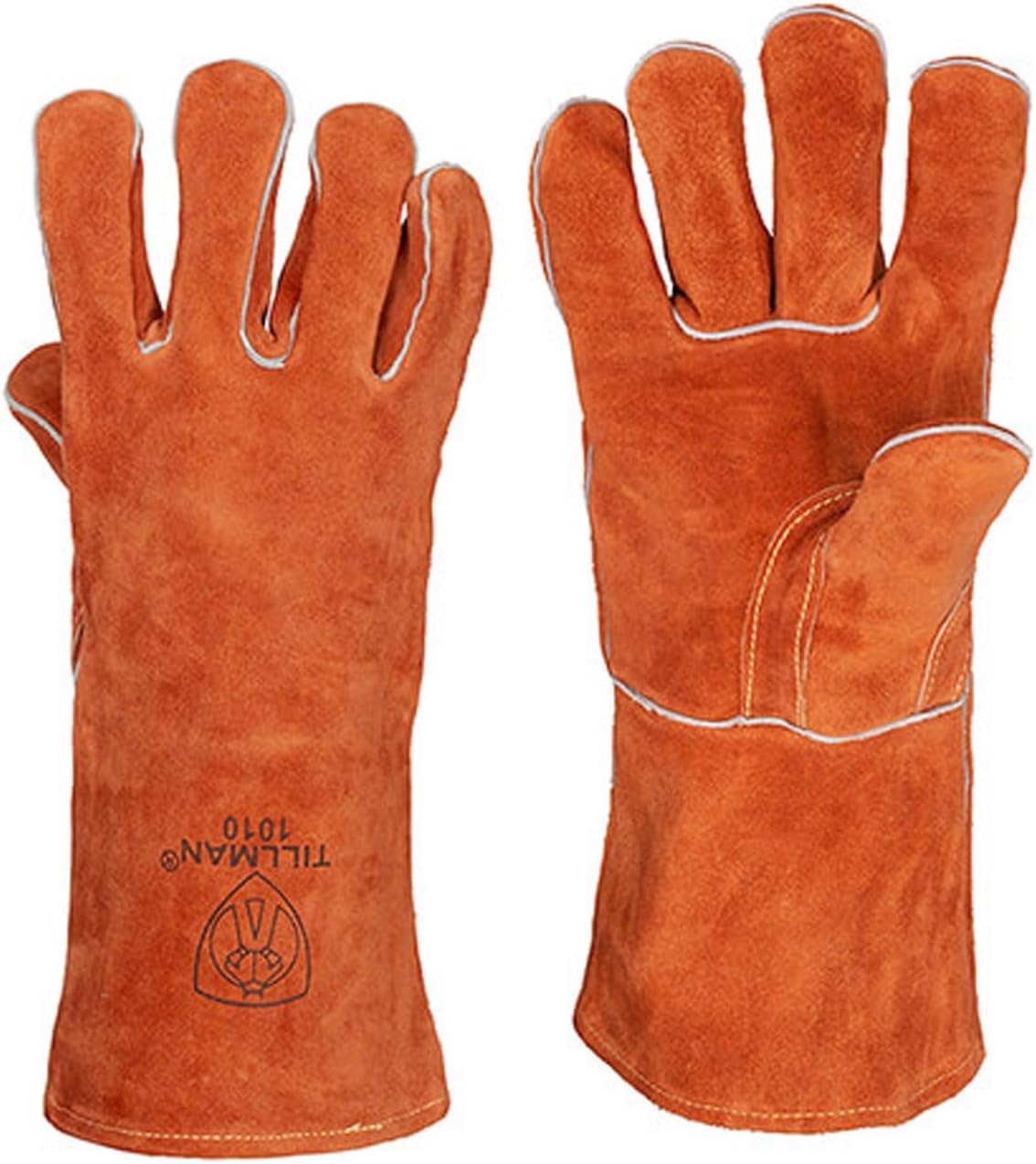 Tillman Brown Split Cowhide Kevlar/Leather Welding Glove - Reinforced Thumb - 14 in Length - 608134-10100 [PRICE is per PAIR]