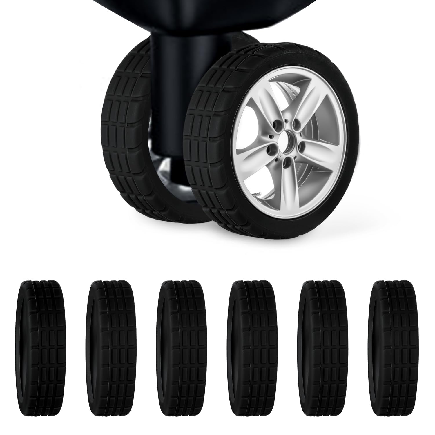 webwares 8pcs Luggage Wheel Covers, Silicone Shock Absorption Wheel Cover for Trolley Bag Suitcase Wheel Cover, Luggage Wheel Silicone Protector Cover, Wheel Covers for Most 8 Caster Luggage-picture-30