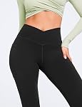 Yogaration Crossover Flared Leggings pour les femmes avec des poches, Pantalon de yoga haute taille taille 31'', pantalons de fond de cloche nu