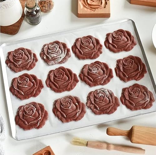 Wooden Cookie Biscuit Molds, Carved Wooden Mould DIY Cookie Stamps Cookie,3D Funny Press Cookie Molds for Christmas Kitchen Baking Tool, 2 Styles,2 Pieces Christmas Cookie Cutters