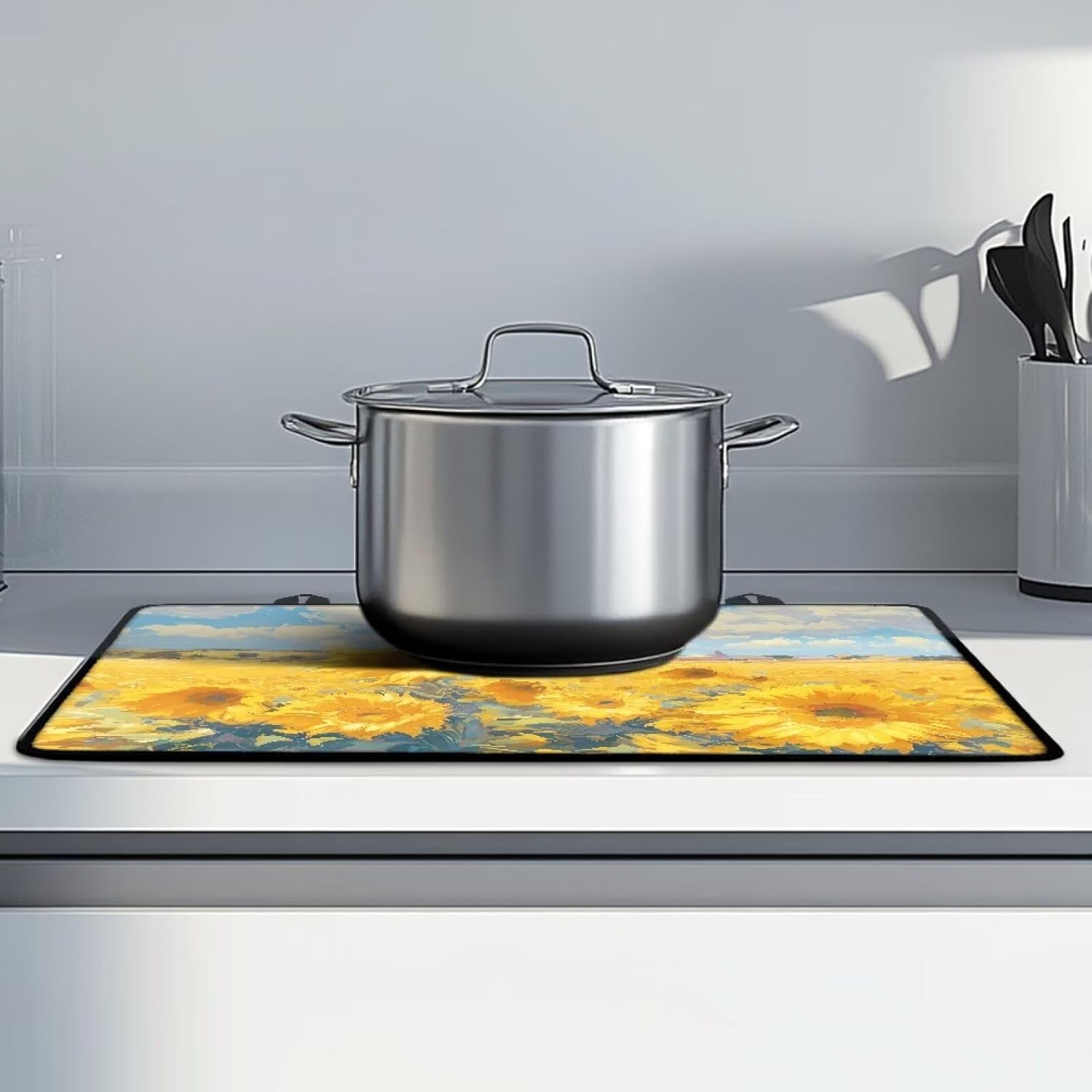 Sunflower Stove Guard for Electric Stove Glass Top Stove Cover Flat Top Stove Protector Mat Anti Slip Stove Guard for Gas Stove Top Kitchen RV and Camper