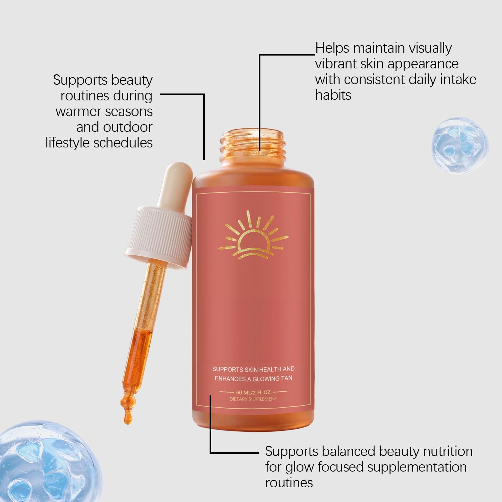 Natural Tanning Drops, un siero autoabbronzante per viso e corpo che dona una radiosa tonalità bronzea; adatto a tutti i tipi di pelle.