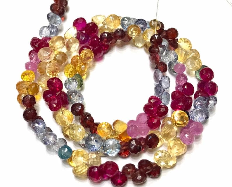 Perles en pierre précieuse naturelles à facettes de 10x15 mm pour création de bijoux