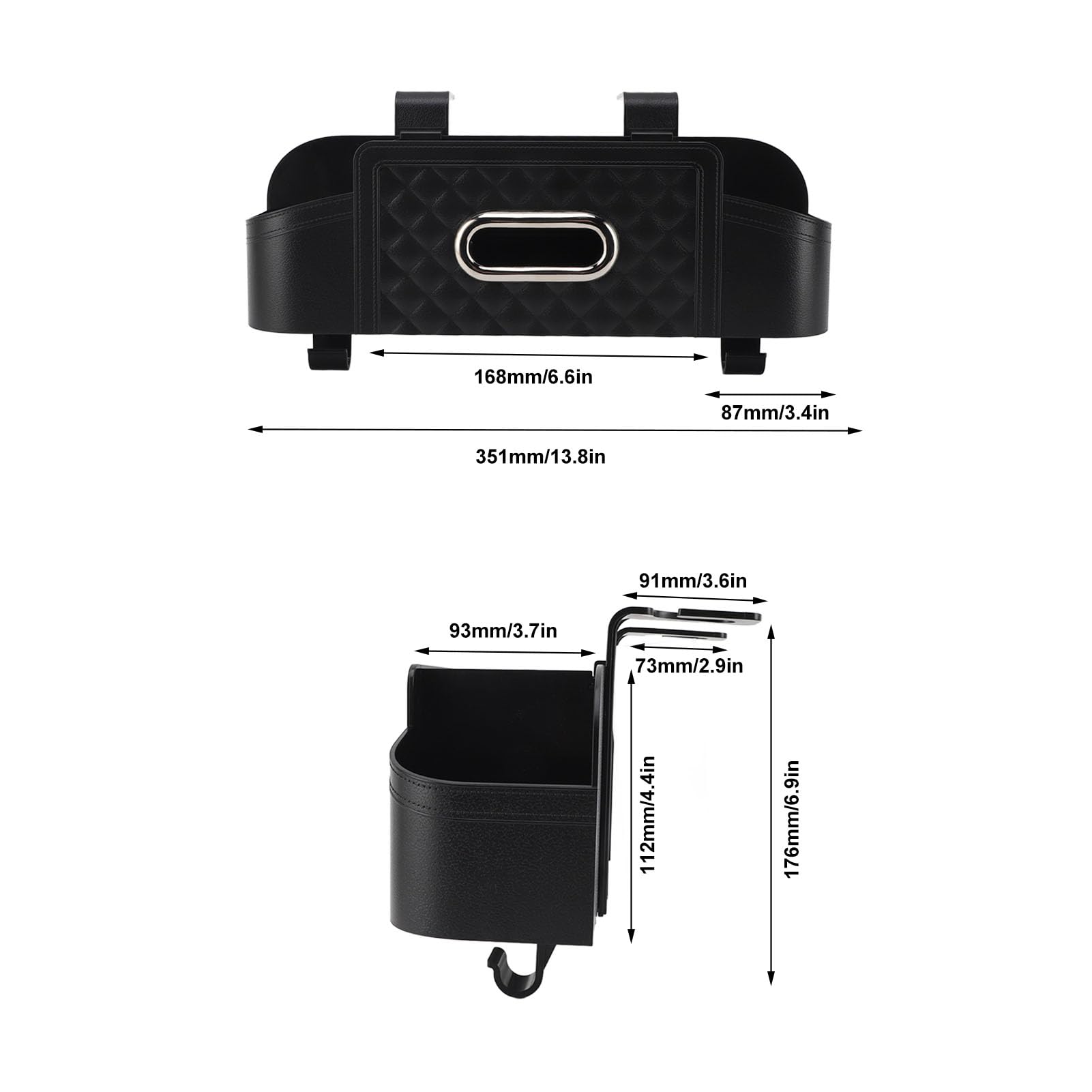 lvifloae Car Organizers and Storage Plastic Storage Box Headrest Tissue Box Cover with Cup Holder Multifunctional Storage for Car Accessories (Black)