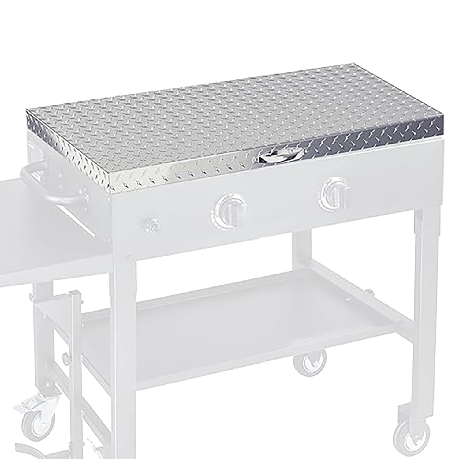 flybold Griddle Cover 36" Works for Blackstone Waterproof Diamond Plated Lightweight Aluminum Hard Top Lid with Stainless Steel Handle for Outdoor BBQ Hood BlackStone griddle Accessories