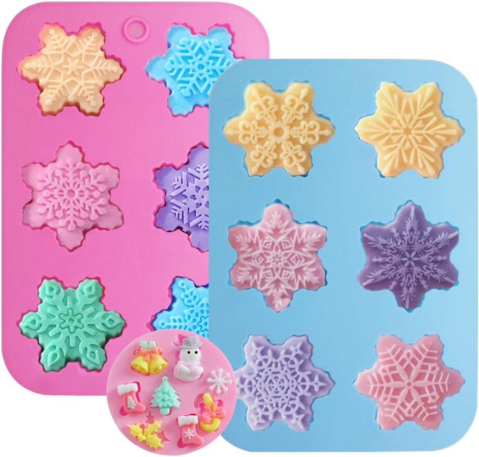 Large Snowflake Silicone Molds, DanziX 3 Pack Snowflakes Silicone Cake Soap Mould Handmade Christmas Molds-Rich Snowflakes shapes
