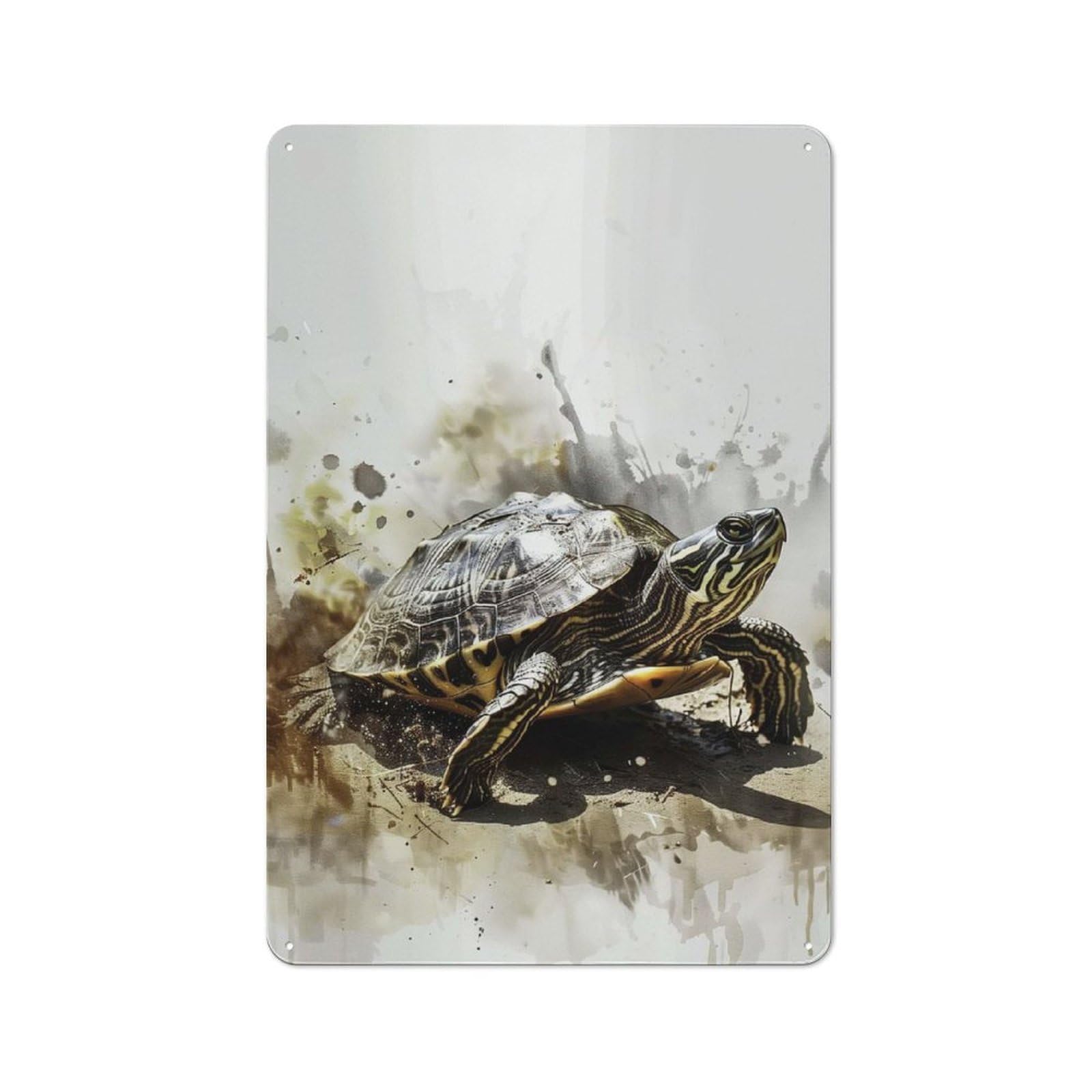 30x20cm Rustic Metal Sign with Turtle Watercolor Art for Kitchen Or Home Bar, for Metal Sign Collectors, for Garage And Workshop Walls