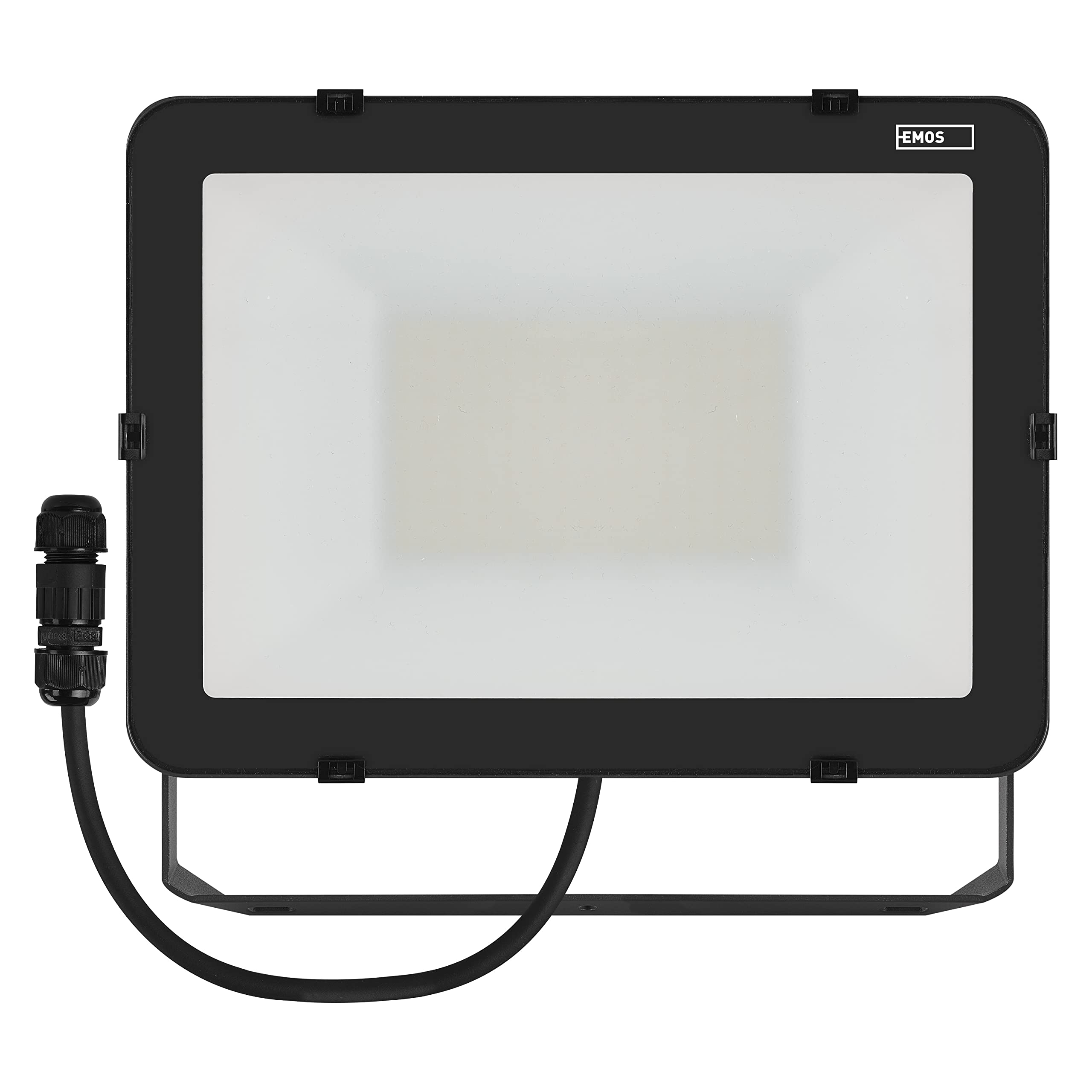 EMOS LED Strahler Profi 100W, wasserdichtes und stoßfestes Alu Flutlicht für Innen und Außen, Helligkeit 11000lm, Neutralweiß 4000K, CRI>80, Lebensdauer 50000h, Flacker-frei, 5 Jahre Garantie, Schwarz