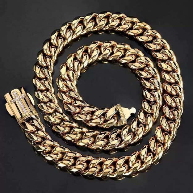 18k Gold Men'S Pure Cuban Chain Moissanite Necklace, Hip-Hop Necklace, Punk Style Suitable For Men'S Valentine'S Day, Father'S Day, Christmas Gift Box