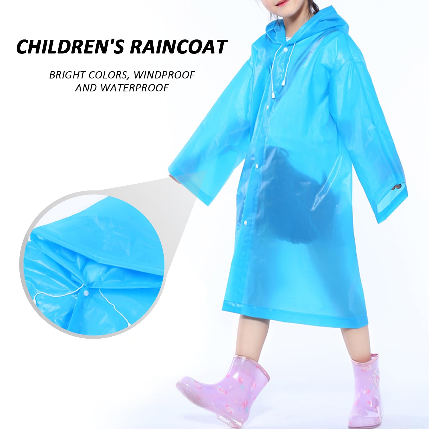 2 chubasquero impermeable, reutilizable para niños y niñas, poncho EVA transpirable (azul, amarillo), azul/amarillo, 60-68