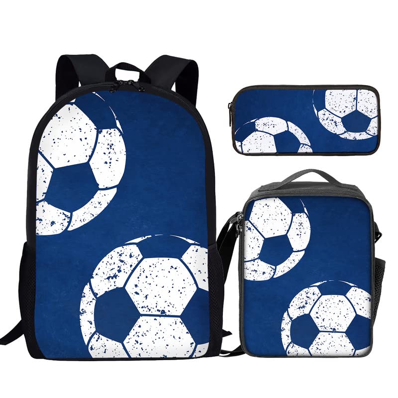 Bulopur Soccer Love Personalized Name & Number Boys Girls Backpack Set Fashion Daypack 3 Pcs Lunchbox Pencil Case2