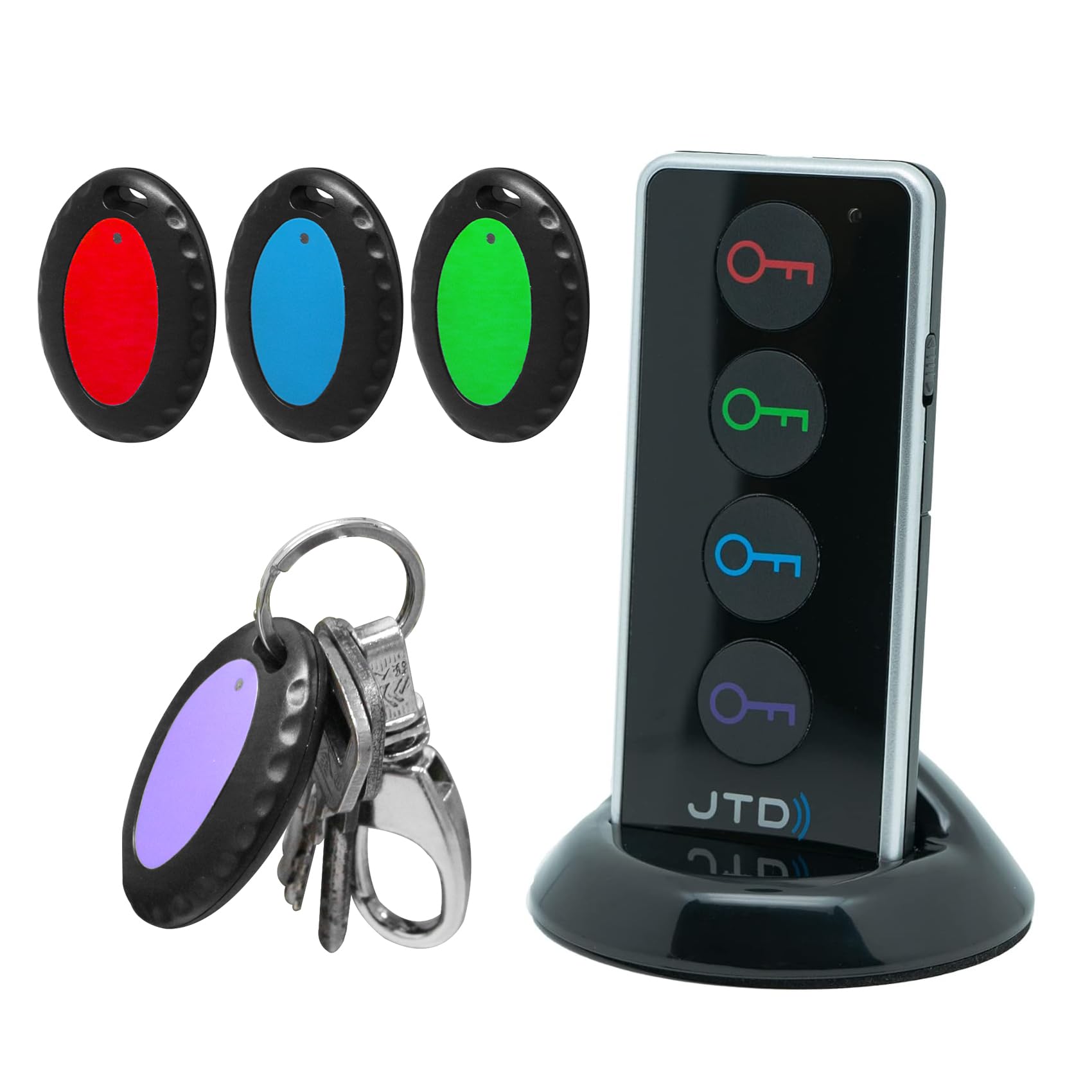 Key Finder with 100dB Loud Sound & 4 Receivers - Remote Finder Locator for Keys, Wallet, TV Remote, Pets, 131ft Range, No Phone or App Needed,