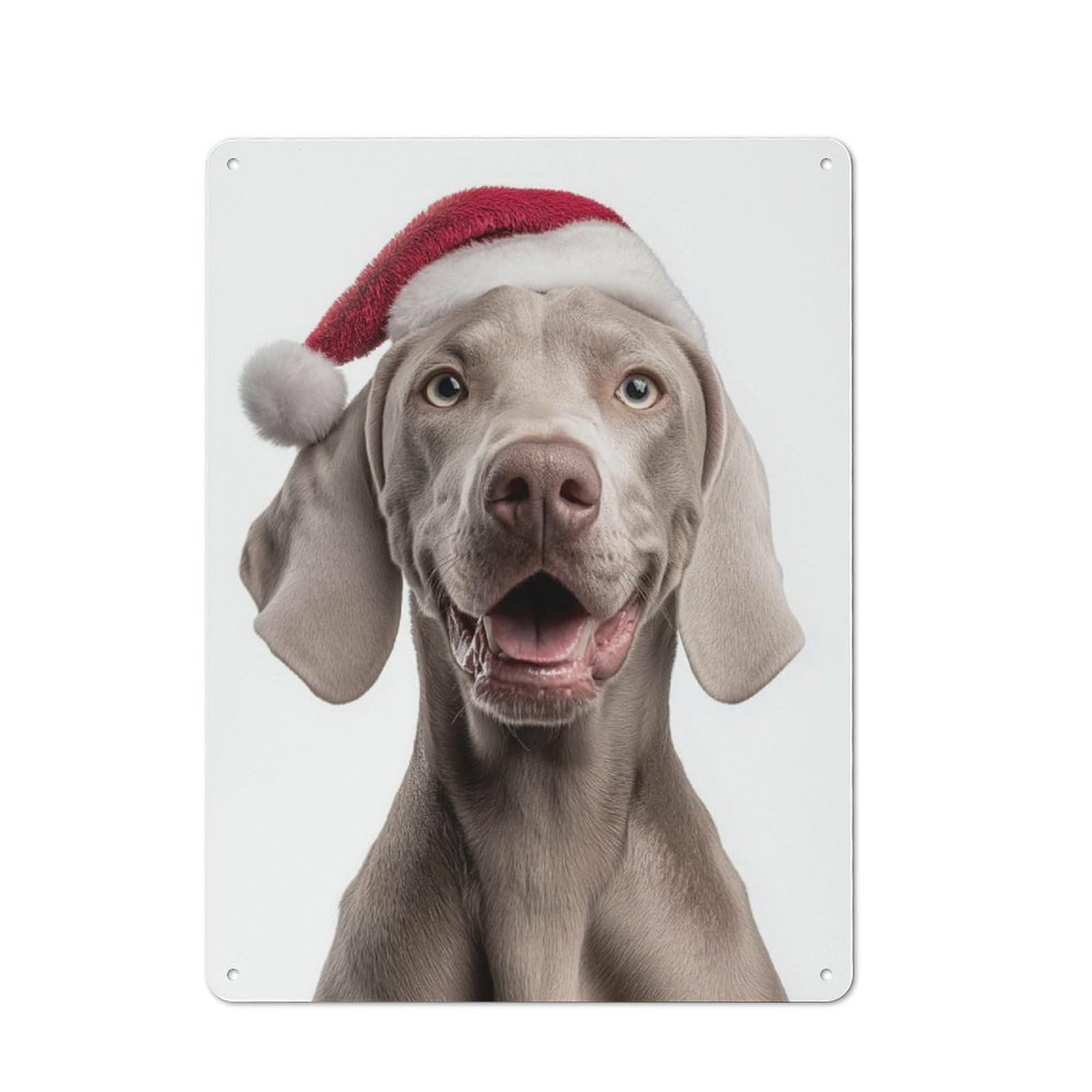 Junmoney Weimaraner Dog With Santa Hat Portrait Retro Retro Metal Sign 40X30cm Featuring Old Style Wall Plaque For Lounge, Study, Pub Or Wall Gallery