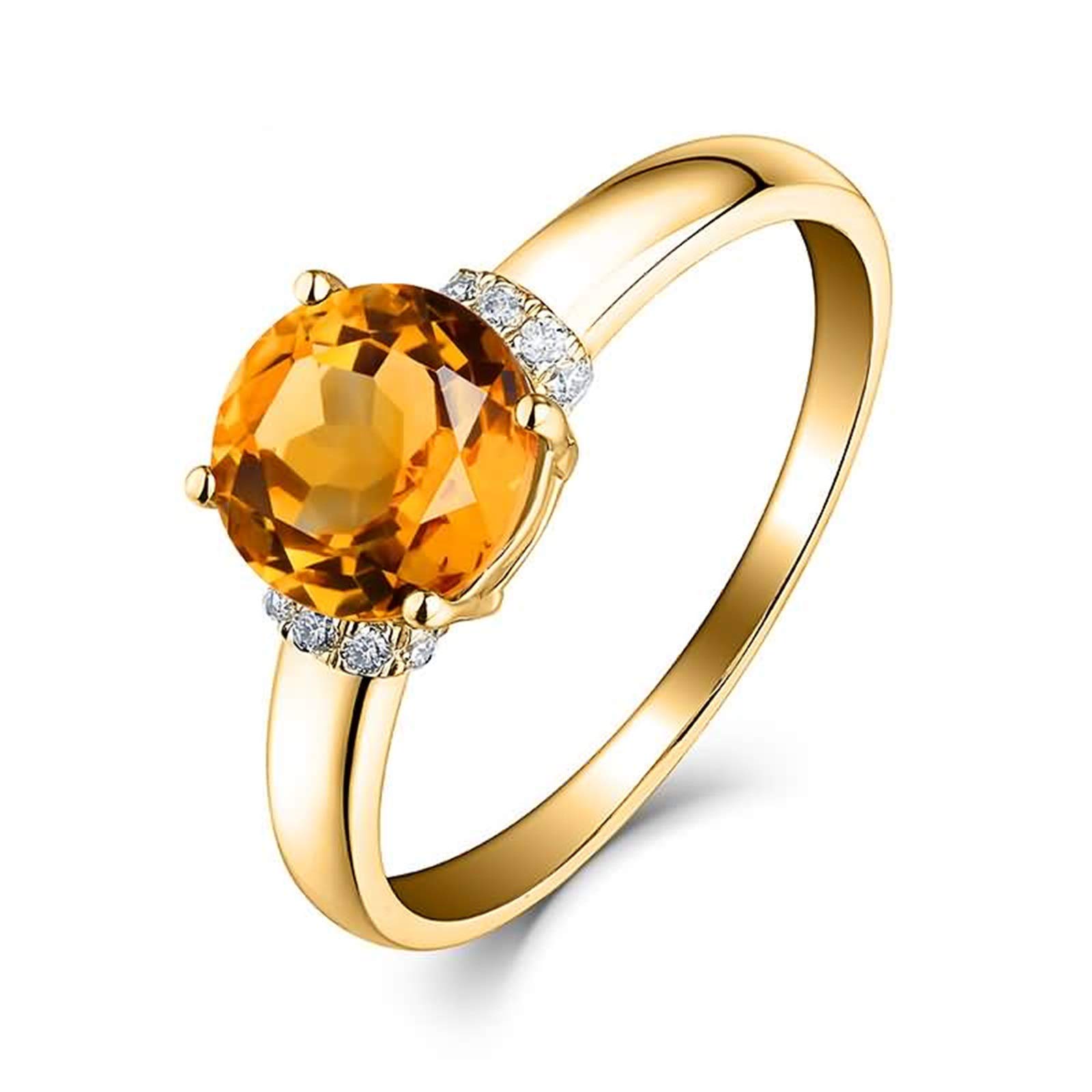 Beydodo Pierścionek z prawdziwego złota 750, 1,21 ct cytryn pierścionek z diamentem pierścionek ślubny damska obrączka złota e 18 karatów (750) żółte złoto, 58 (18,5), colore: złoto, cod. TLLWGZ1759