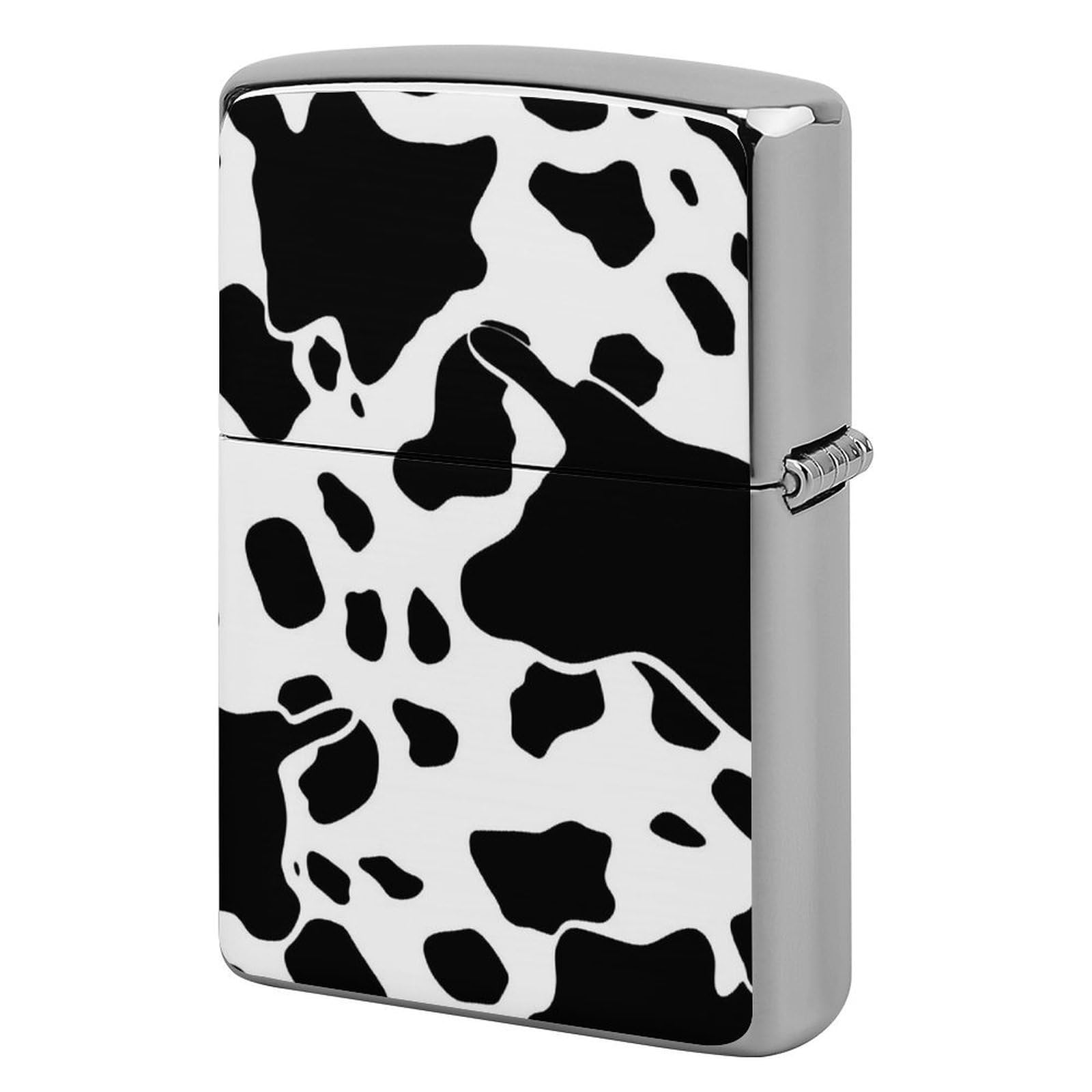 Black and White Cow Print Lighter Case Cover Vintage Metal Lighter Sleeve Reusable Lighter Protective Cover Decorative Lighter Holder Birthday Gifts for Men Women