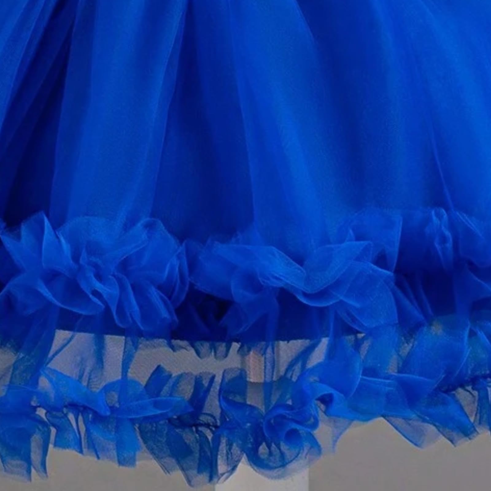 Niren Enterprise Satin Knee-Length Ruffle & Bow Pattern Dress for Girls (ROLLAR Frock 3-4Y_Blue - Image 7 thumbnail